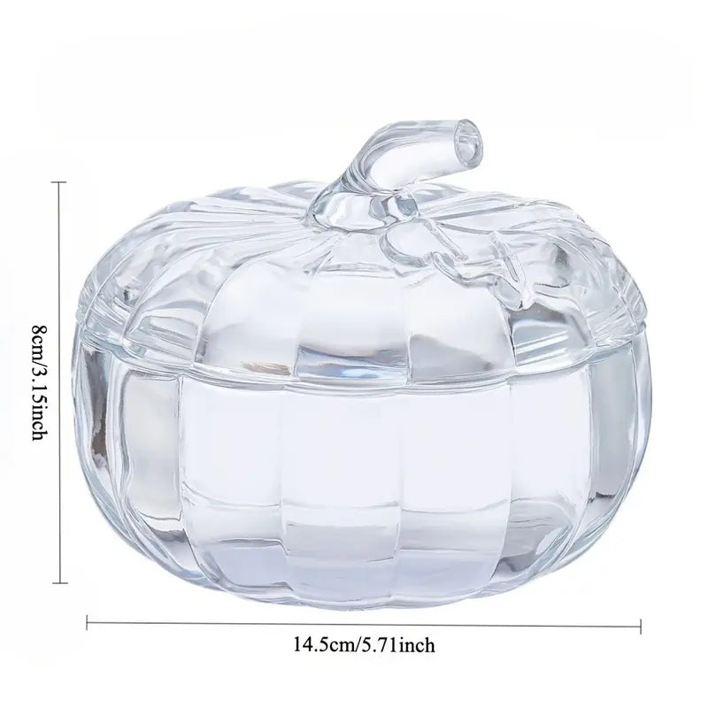 Textured Glass Pumpkin Cookie Dish — Lidded Autumn Storage Jar