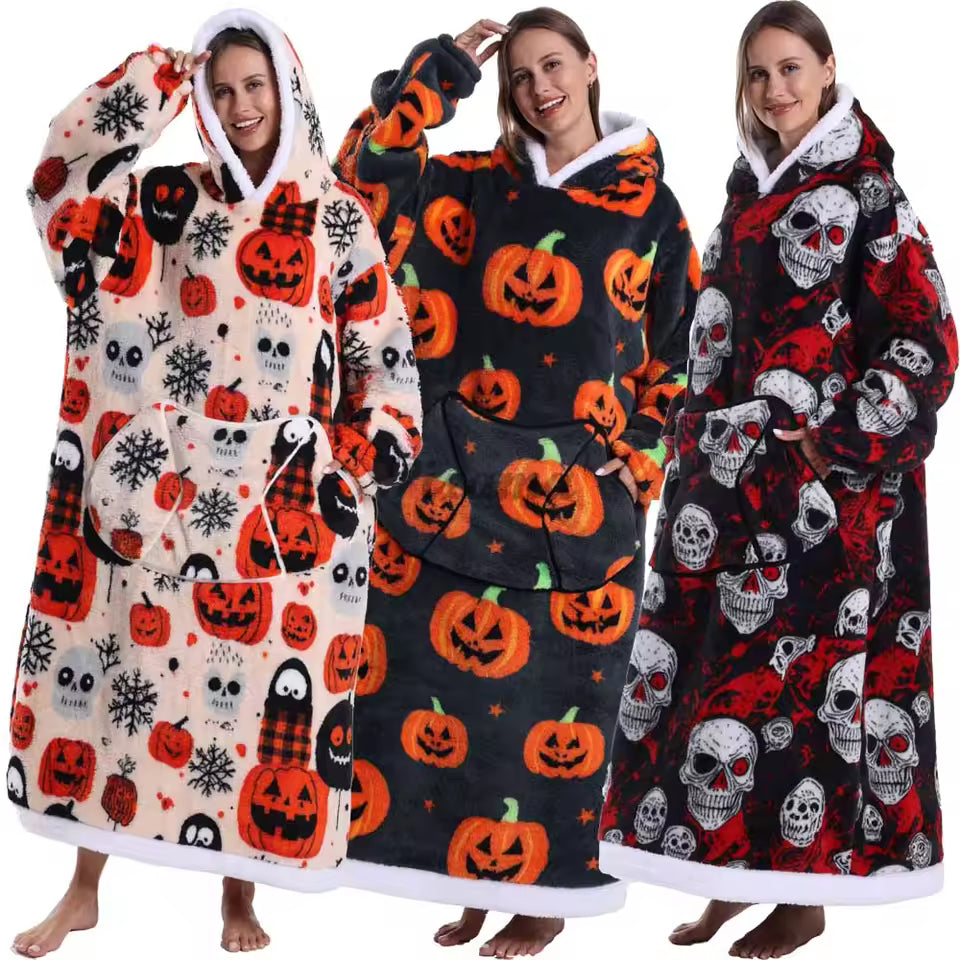 Oversized Halloween Sherpa Hoodie — Wearable Blanket