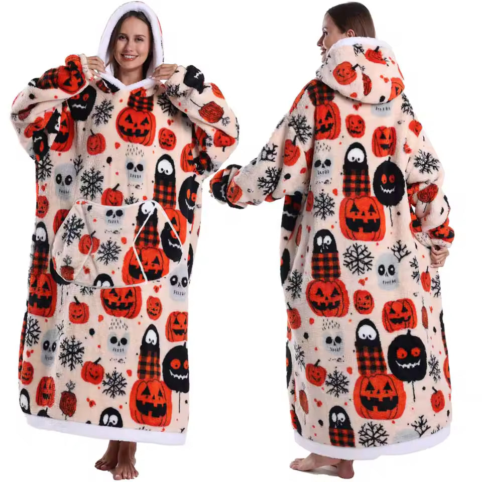 Oversized Halloween Sherpa Hoodie — Wearable Blanket