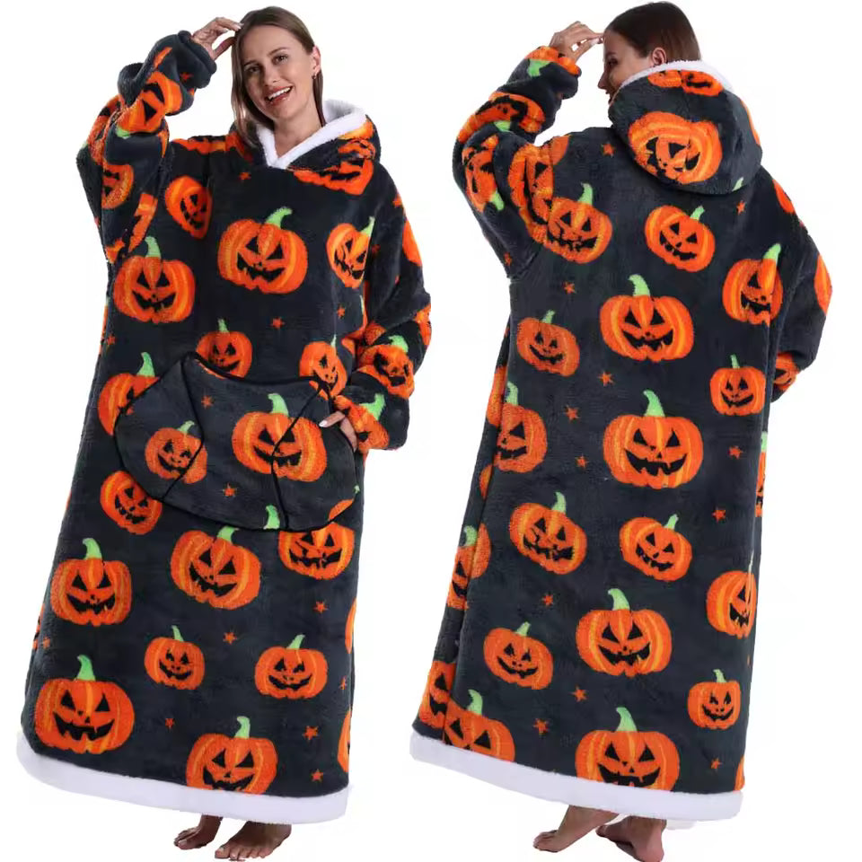 Oversized Halloween Sherpa Hoodie — Wearable Blanket