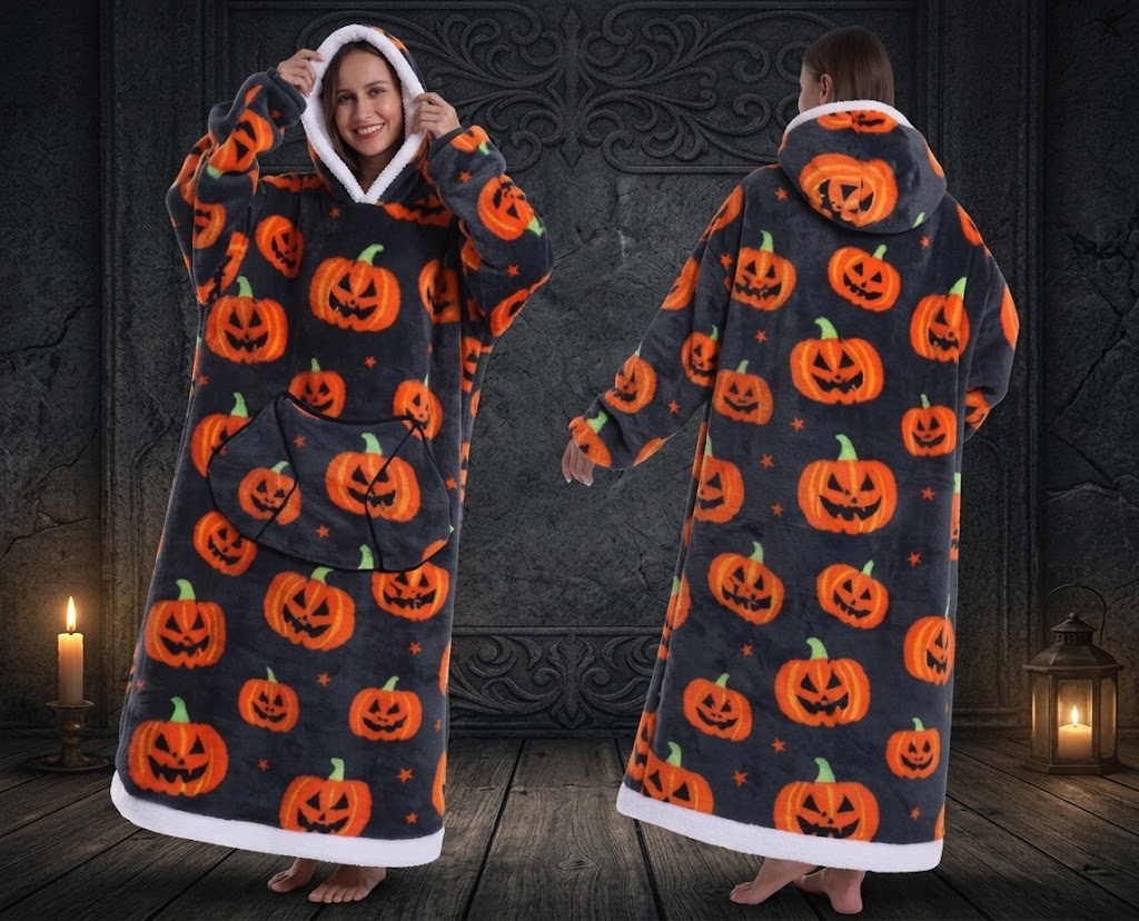 Oversized Halloween Sherpa Hoodie — Wearable Blanket