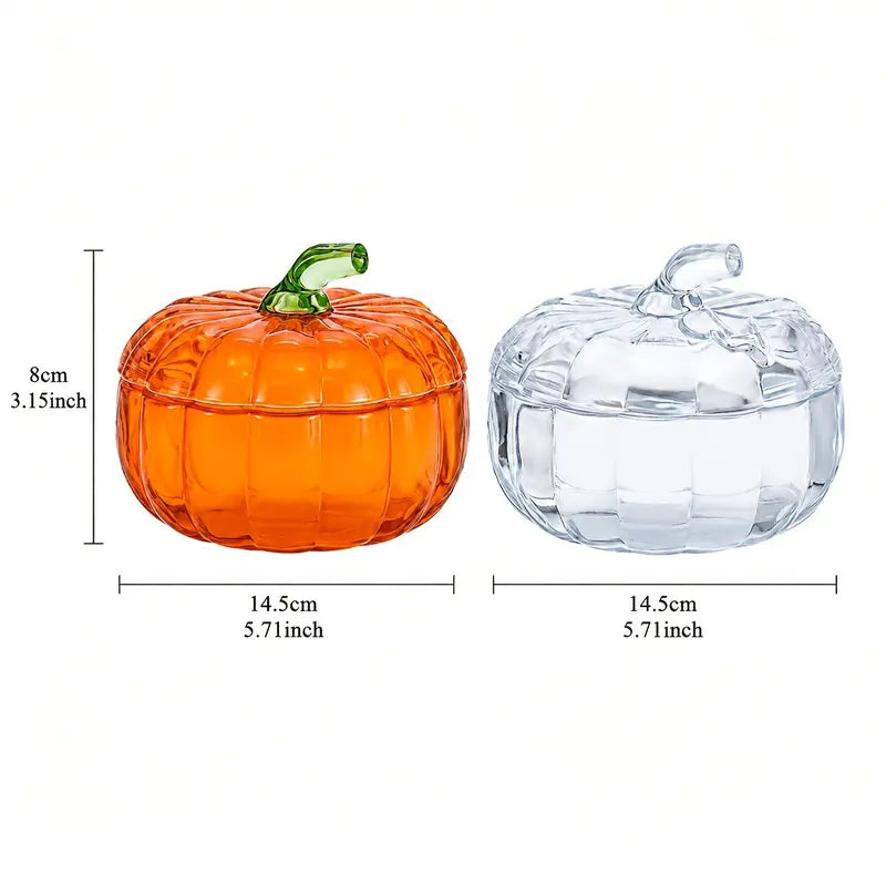 Textured Glass Pumpkin Cookie Dish — Lidded Autumn Storage Jar