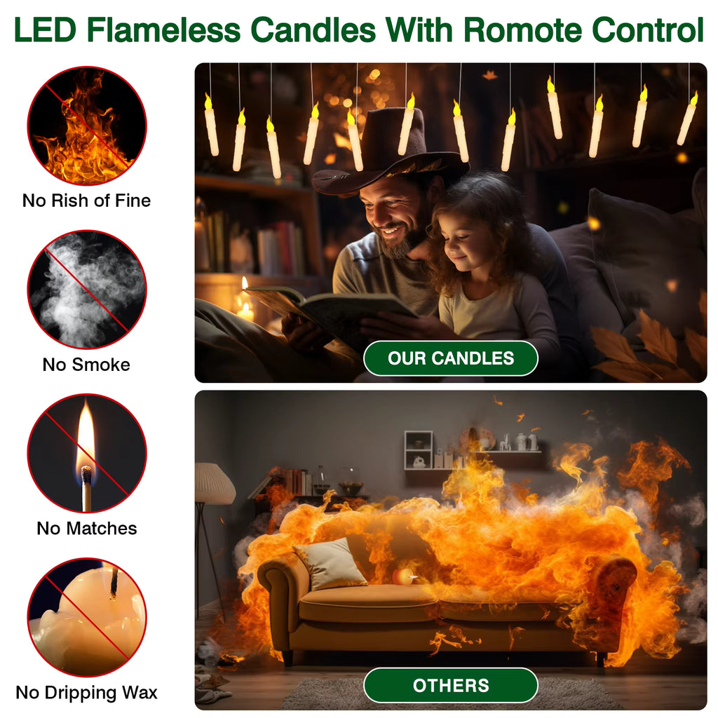 Enchanted Floating Candles — Magic Wand Remote LED Set (12pc)