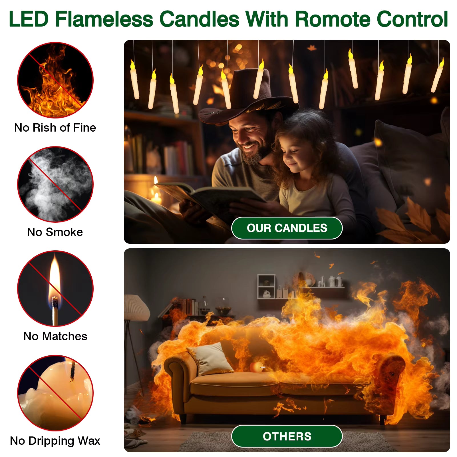 Enchanted Floating Candles — Magic Wand Remote LED Set (12pc)