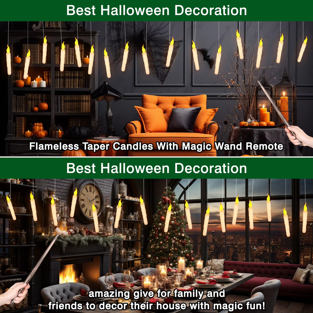 Enchanted Floating Candles — Magic Wand Remote LED Set (12pc)