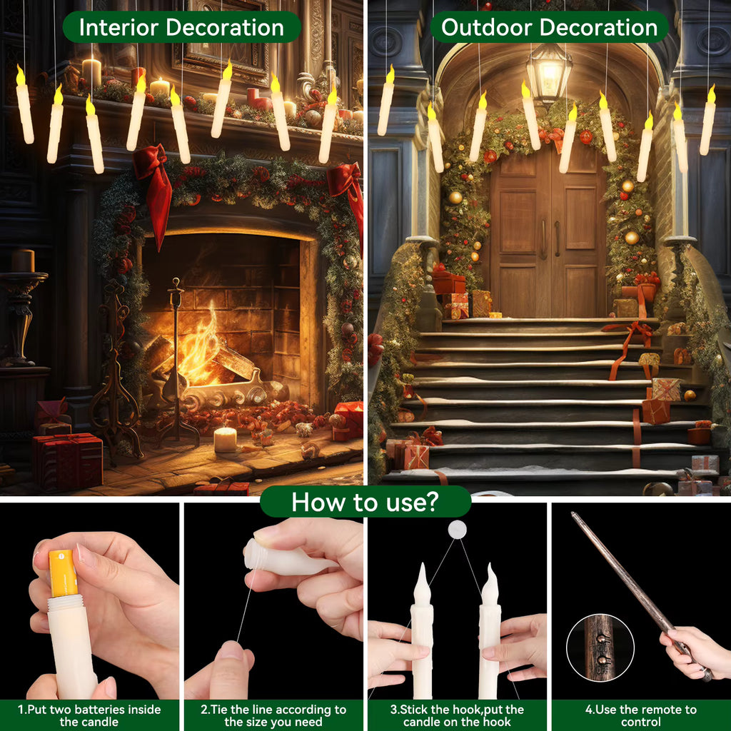 Enchanted Floating Candles — Magic Wand Remote LED Set (12pc)
