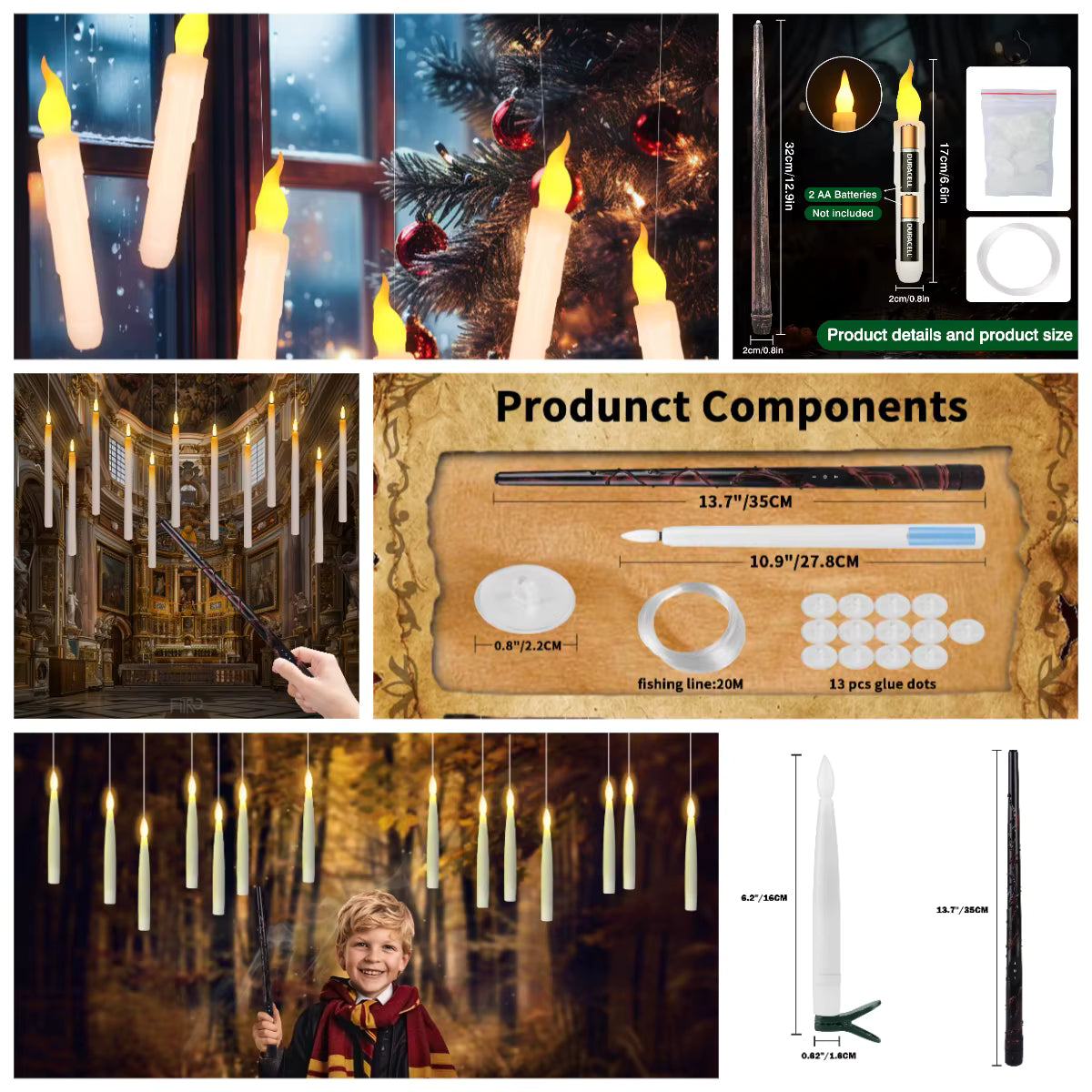 Enchanted Floating Candles — Magic Wand Remote LED Set (12pc)