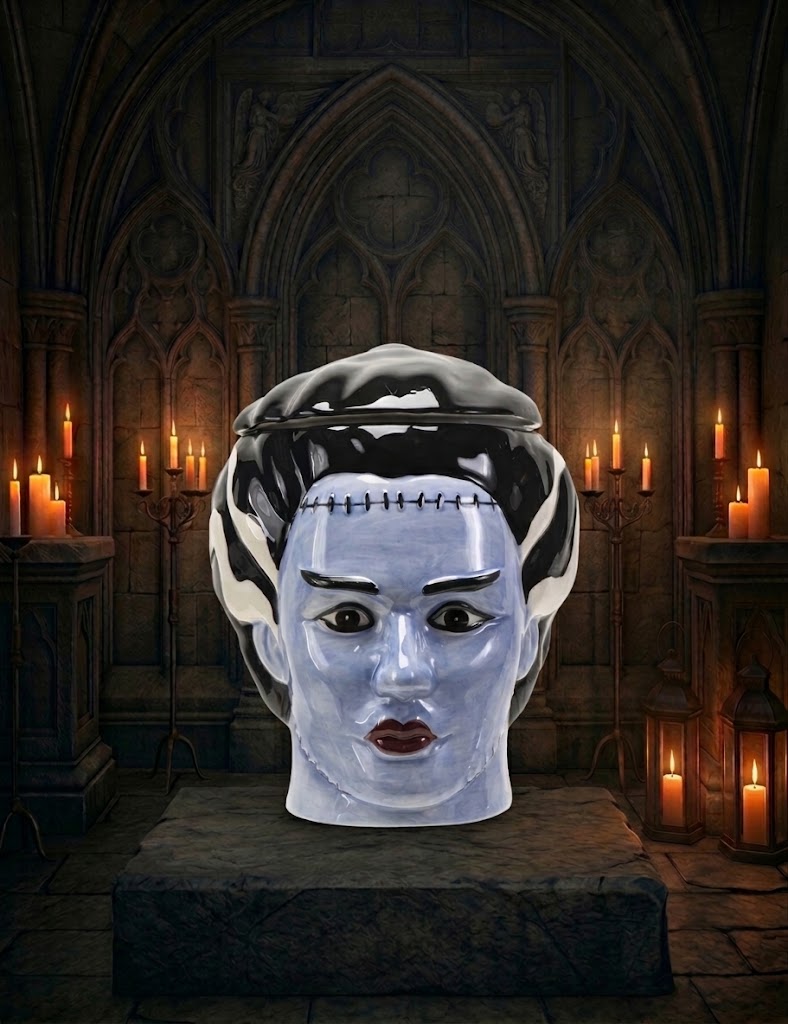 Frankenstein Monster Ceramic Cookie Jar — Gothic Kitchen Canister