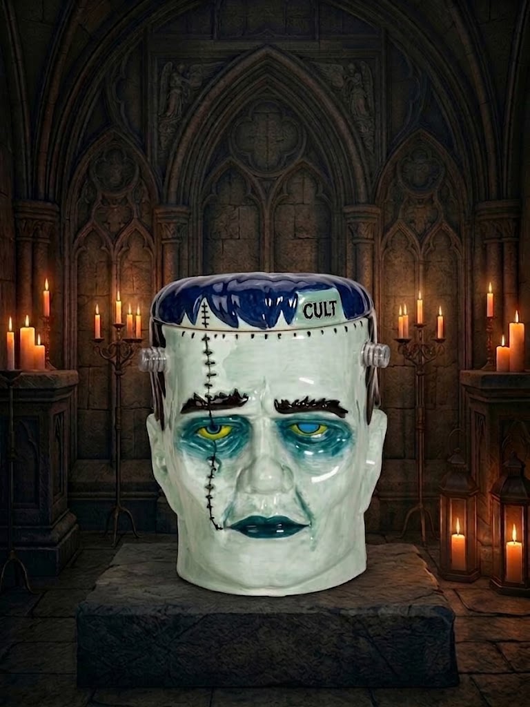 Frankenstein Monster Ceramic Cookie Jar — Gothic Kitchen Canister