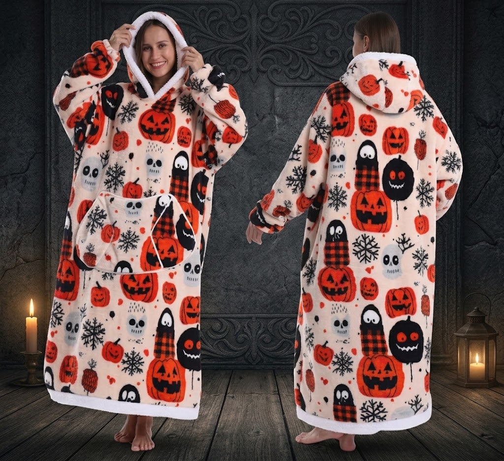Oversized Halloween Sherpa Hoodie — Wearable Blanket