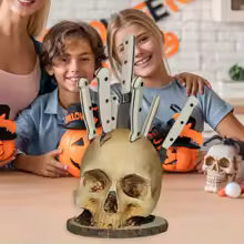 Skull-Shaped Knife Holder — Gothic Kitchen Decor
