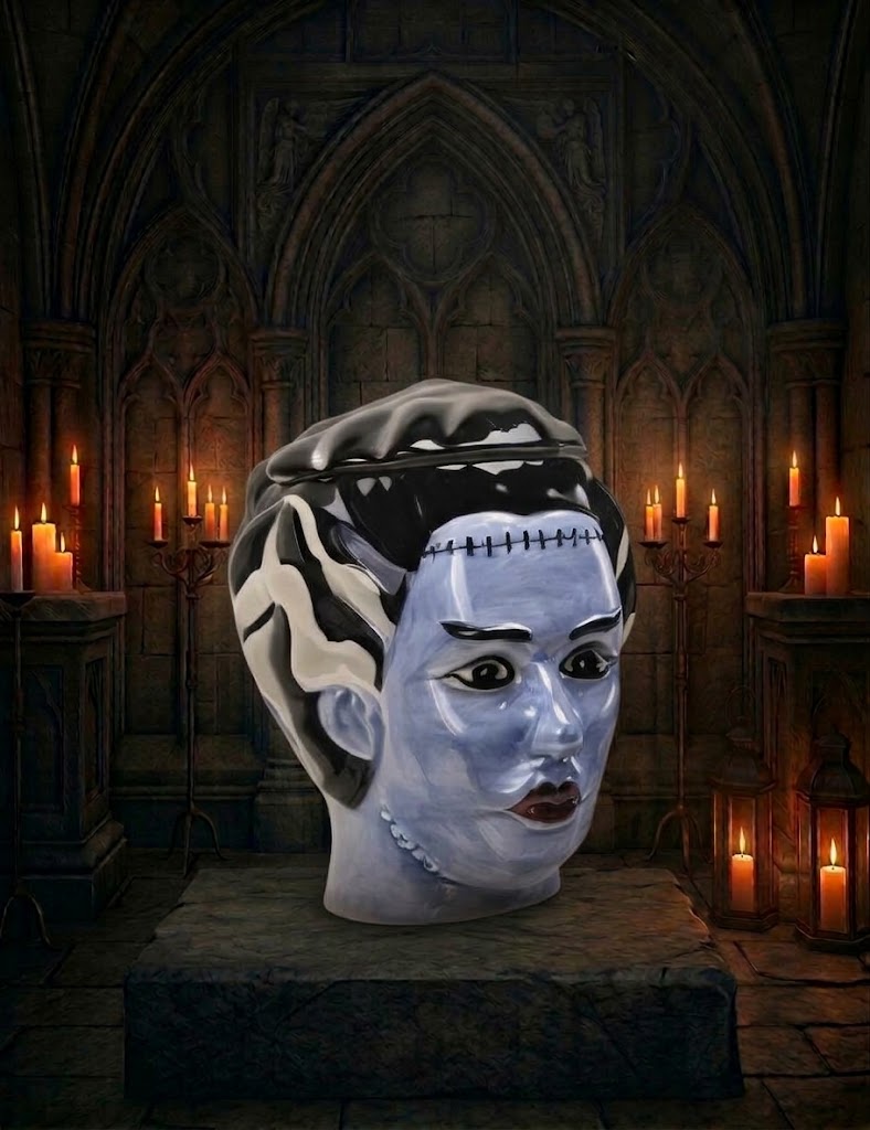 Frankenstein Monster Ceramic Cookie Jar — Gothic Kitchen Canister